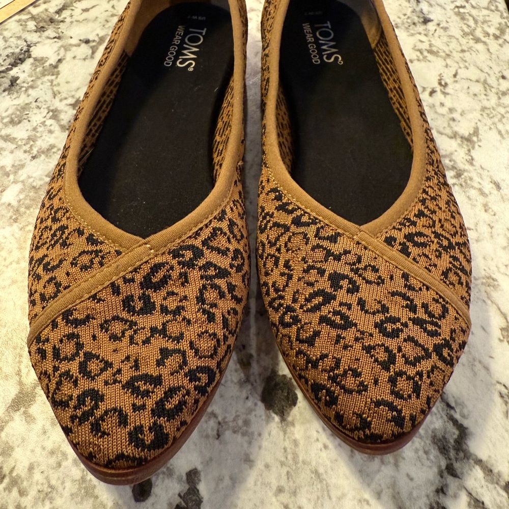 TOMS Women's Leopard Print Flats - Tan - Picture 2 of 5